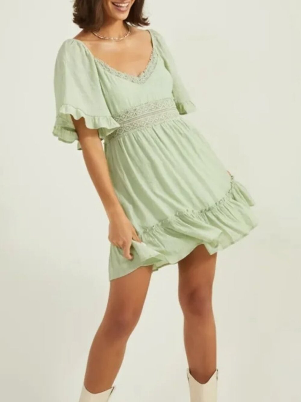Altar'd State Maelle Crochet Trim Dress Sz M
